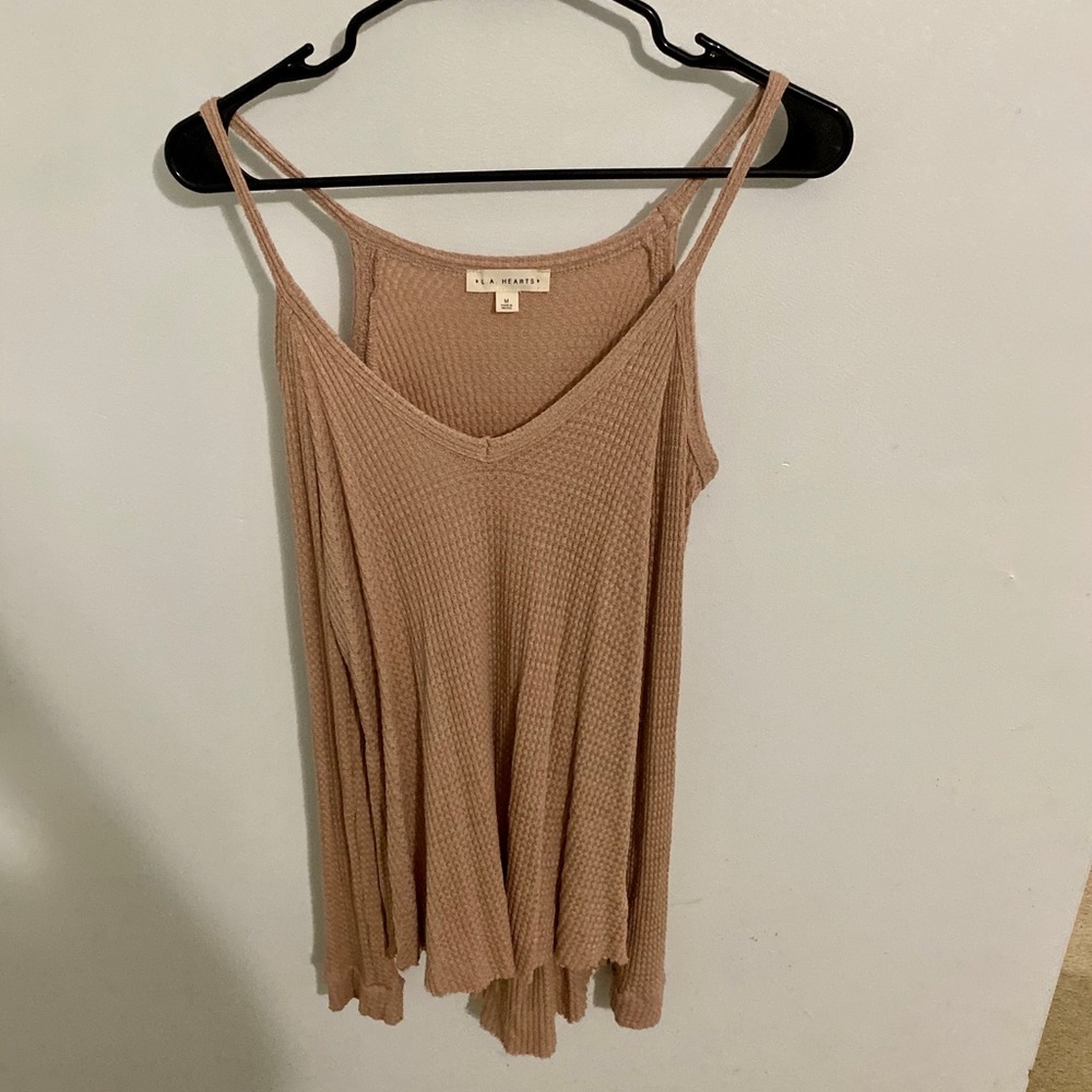 Waffle knit cold shoulder top